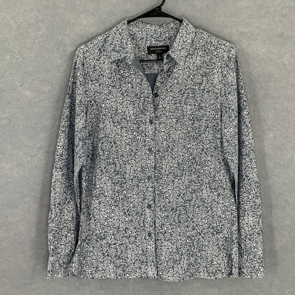 Banana Republic Top Womens Sz S Classic Fit Floral Long Sleeve Button Up Shirt